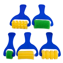 Medium Blue Tim & Tess Patterned Foam Rollers Set (5 Pieces) Kids Paint Brushes