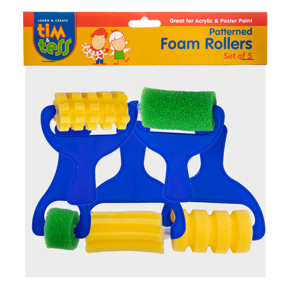 Dark Slate Blue Tim & Tess Patterned Foam Rollers Set (5 Pieces) Kids Paint Brushes