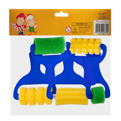 Light Gray Tim & Tess Patterned Foam Rollers Set (5 Pieces) Kids Paint Brushes