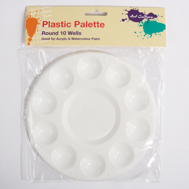 Light Gray Art Culture Plastic Palette-Round 17.8cm (10 Wells) Paint Palettes
