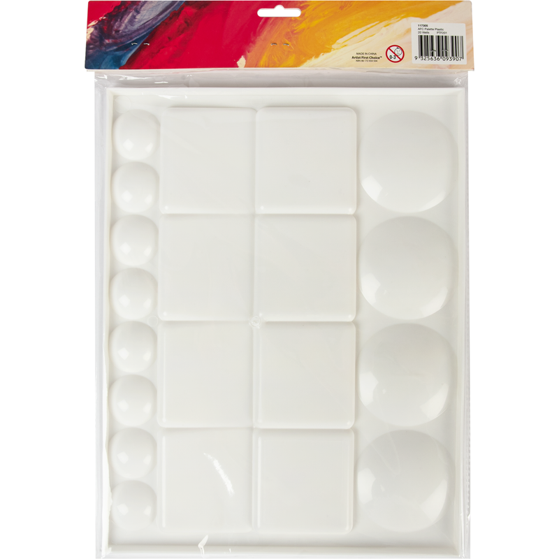 Light Gray Artist First Choice 20 Well Plastic Palette 13 x 9 Inches Paint Palettes
