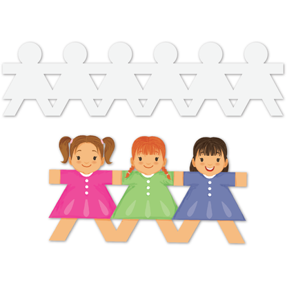 White Smoke Teacher's Choice Girl Paper Chain Cut Outs 25 Pieces Kids Paper Shapes