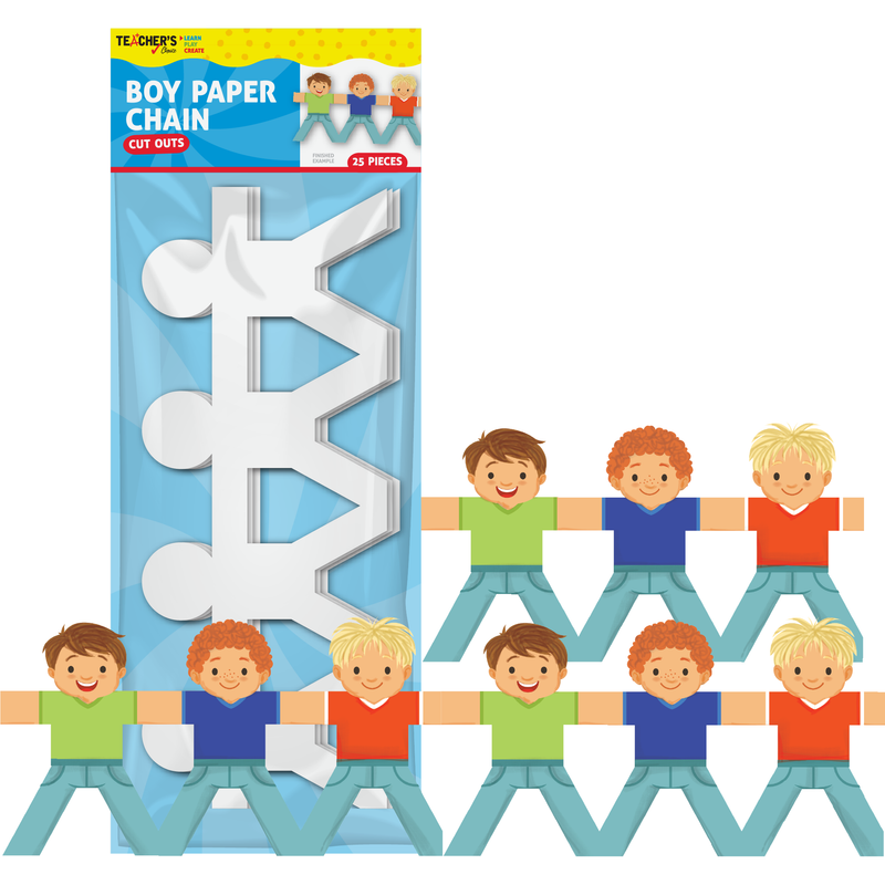 Sky Blue Teacher's Choice Boy Paper Chain Cut Outs 25 Pieces Kids Paper Shapes
