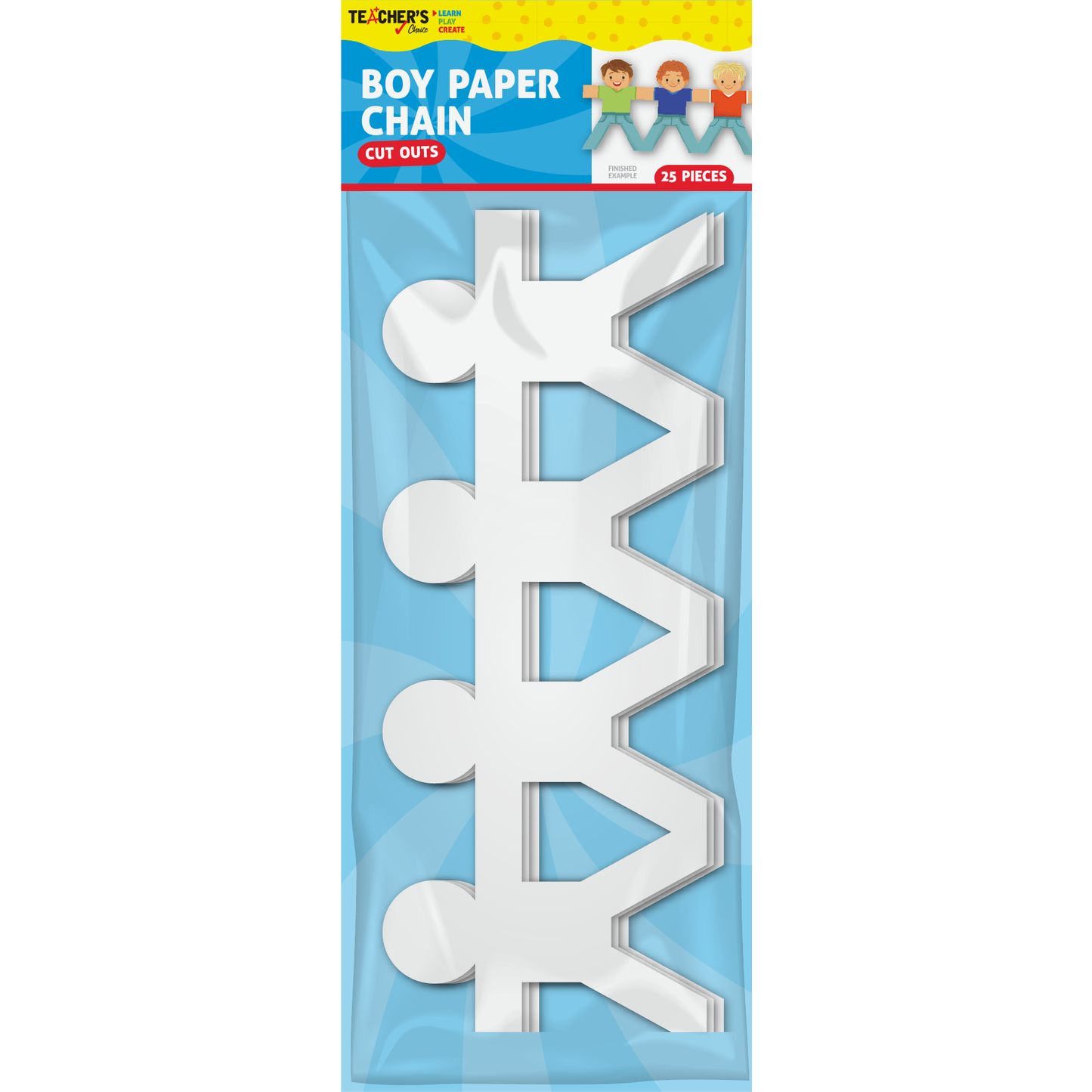 Sky Blue Teacher's Choice Boy Paper Chain Cut Outs 25 Pieces Kids Paper Shapes
