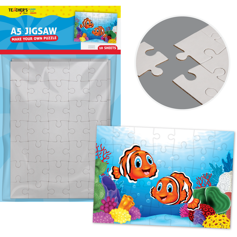 Gray Teachers Choice Blank Jigsaw Puzzle A5 (10 Sheets) Kids Paper Shapes