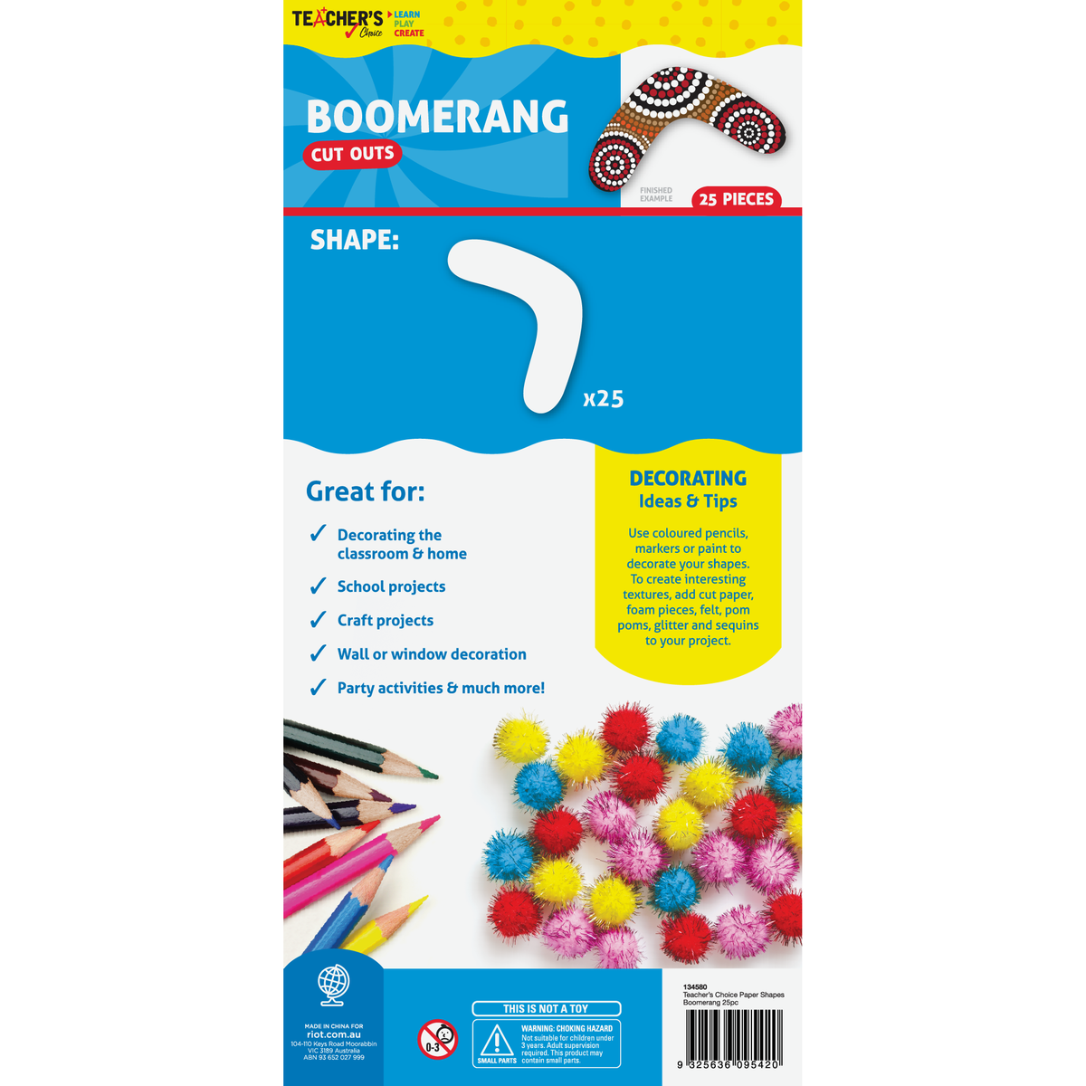 Teacher's Choice Boomerang Cut Outs 25 Pieces - White