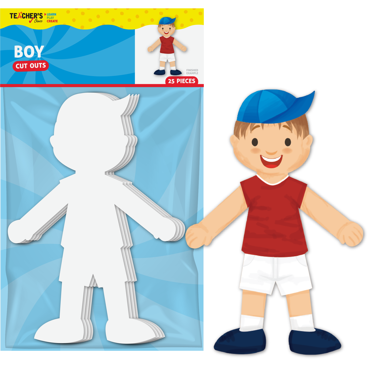 Light Gray Teacher's Choice Boy Paper Cut Outs 25 Pieces Kids Paper Shapes