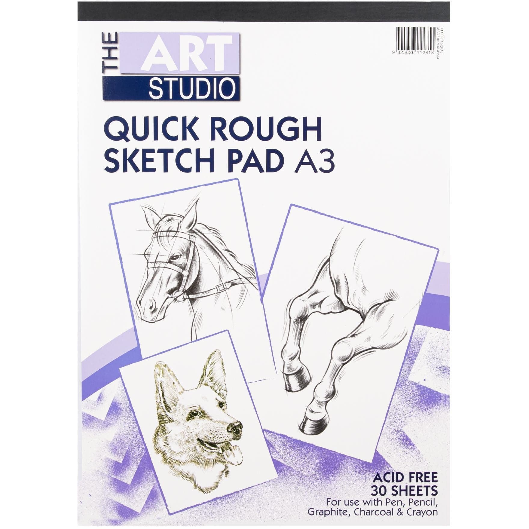 White Smoke The Art Studio A3 Quick Rough 80gsm Sketch Pad 30 Sheets Sketching Pads