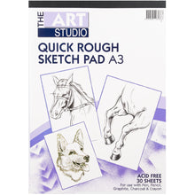 White Smoke The Art Studio A3 Quick Rough 80gsm Sketch Pad 30 Sheets Sketching Pads