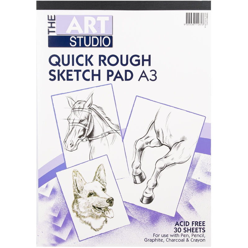 White Smoke The Art Studio A3 Quick Rough 80gsm Sketch Pad 30 Sheets Pads