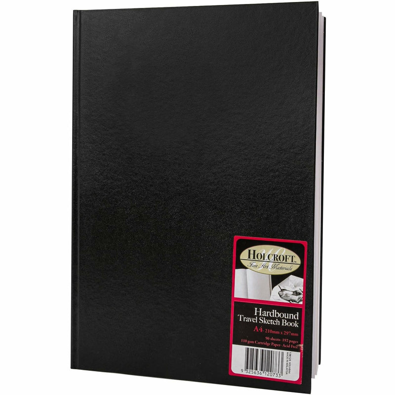 Black Holcroft A4 Hard Back Travel Sketch Book 110gsm 96 Sheets Pads