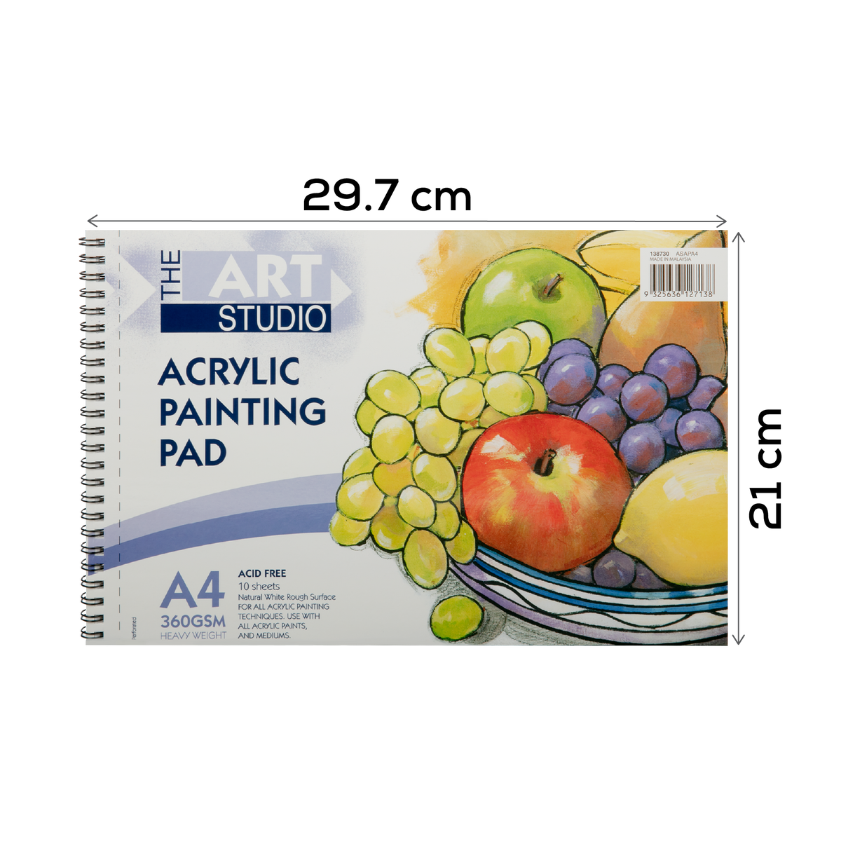 Gray The Art Studio 360gsm Acrylic Painting Pad A4  10 Sheets Pads