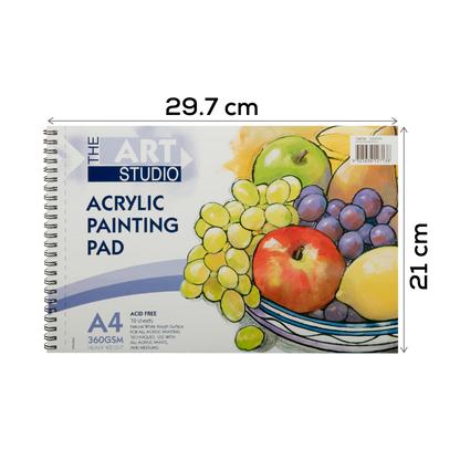 Gray The Art Studio 360gsm Acrylic Painting Pad A4  10 Sheets Pads