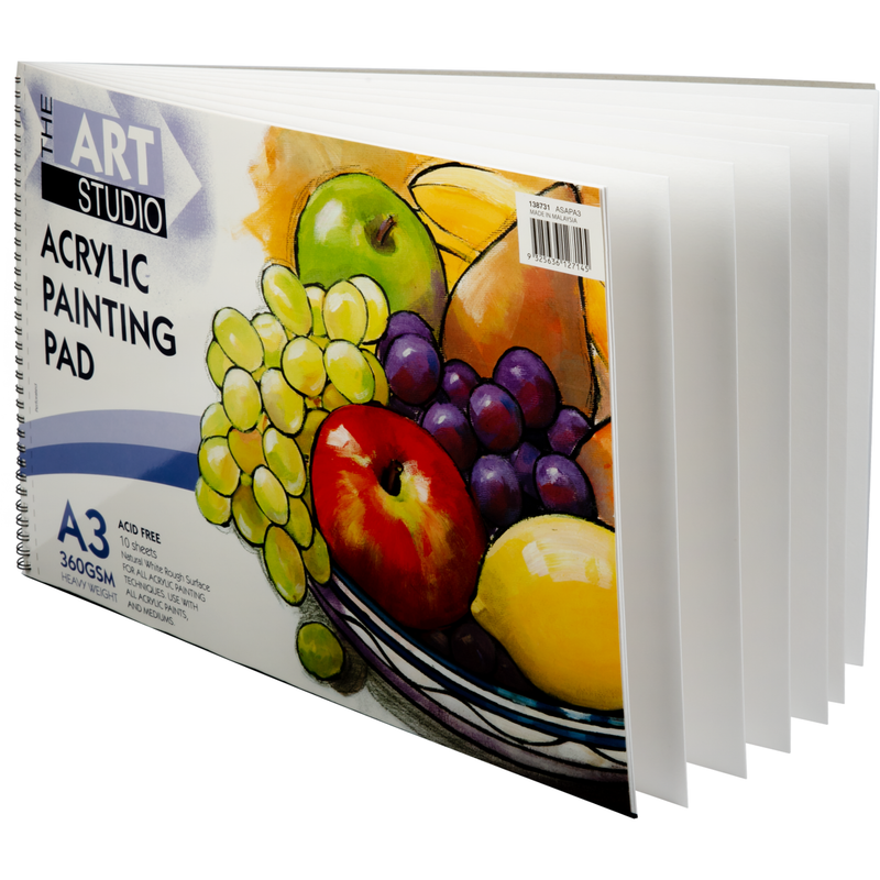 Gray The Art Studio  360gsm Acrylic Painting Pad A3  10 Sheets Pads