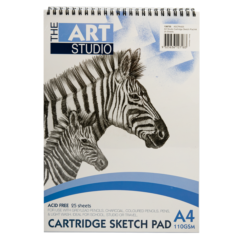 Light Gray The Art Studio A4 Cartridge Sketch Pad 110gsm 25 Sheets Pads