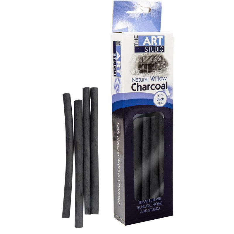 Dark Slate Gray The Art Studio Willow Charcoal Soft Thick 1/2 x 6 Inches 4 Pieces Pastels & Charcoal