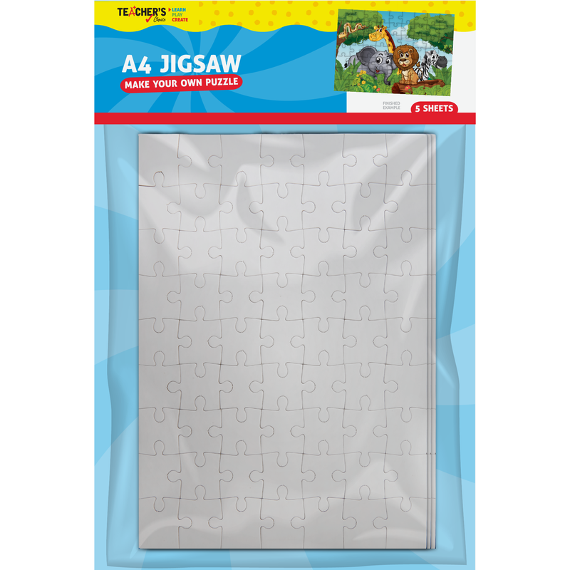 Gray Teacher's Choice Blank A4 Jigsaw Puzzle 5 Sheets Kids Paper Shapes