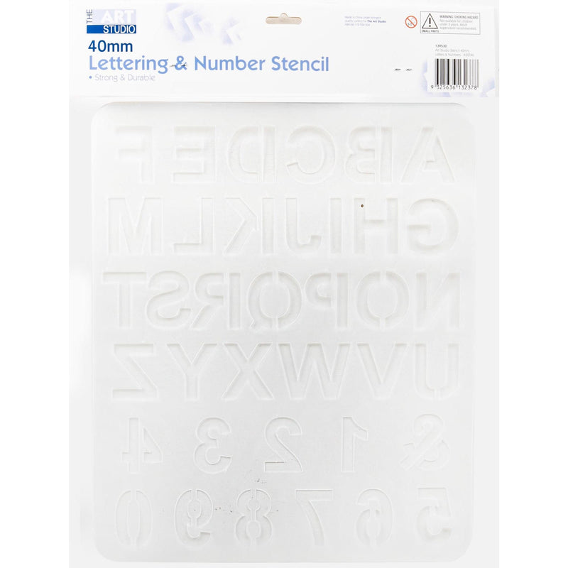 White Smoke The Art Studio Letters & Numbers Stencil 40mm Stencils And Templates