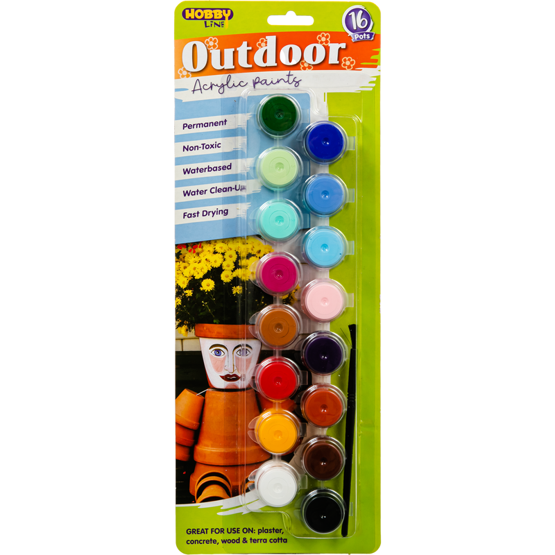 Yellow Green Hobby Line Outdoor Acrylic Paint 16 Pots Outdoor Paint