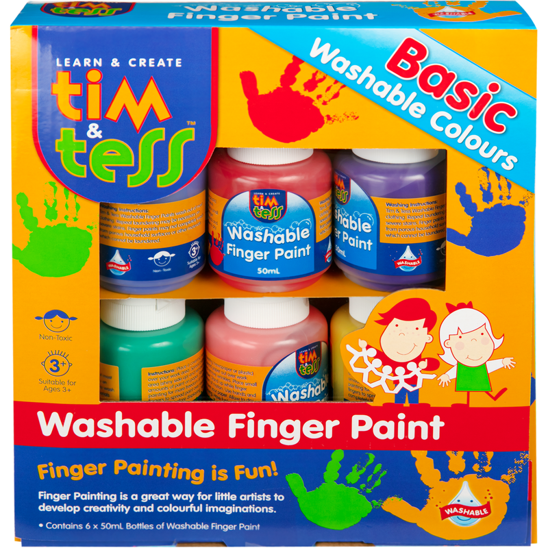 Dark Slate Blue Tim & Tess Children's Washable Finger Paint 6 Colours x 5ml Bottles Kids Painting