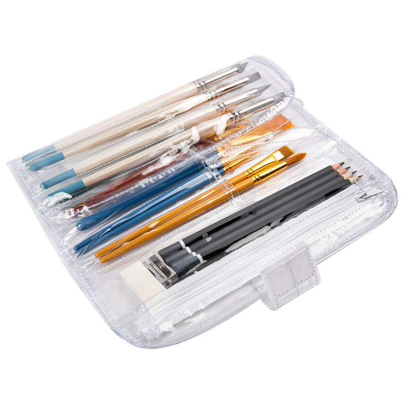 Light Gray The Art Studio PVA Clear Brush & Pencil Bag Drawing Accessories