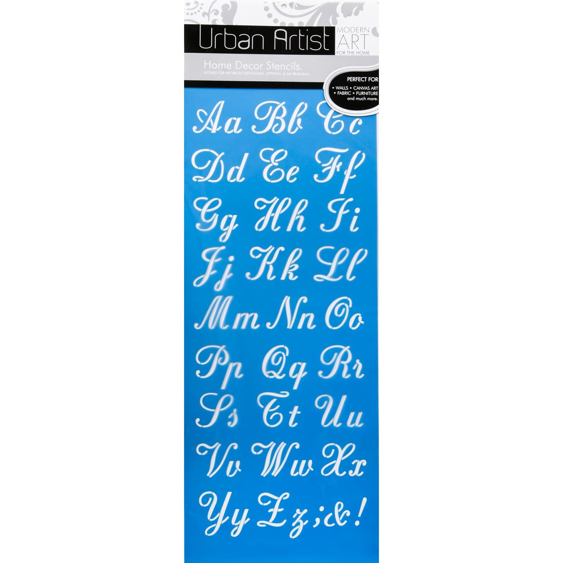 Cornflower Blue Urban Artist Home Decor Stencil Alphabet Script Stencils and Templates