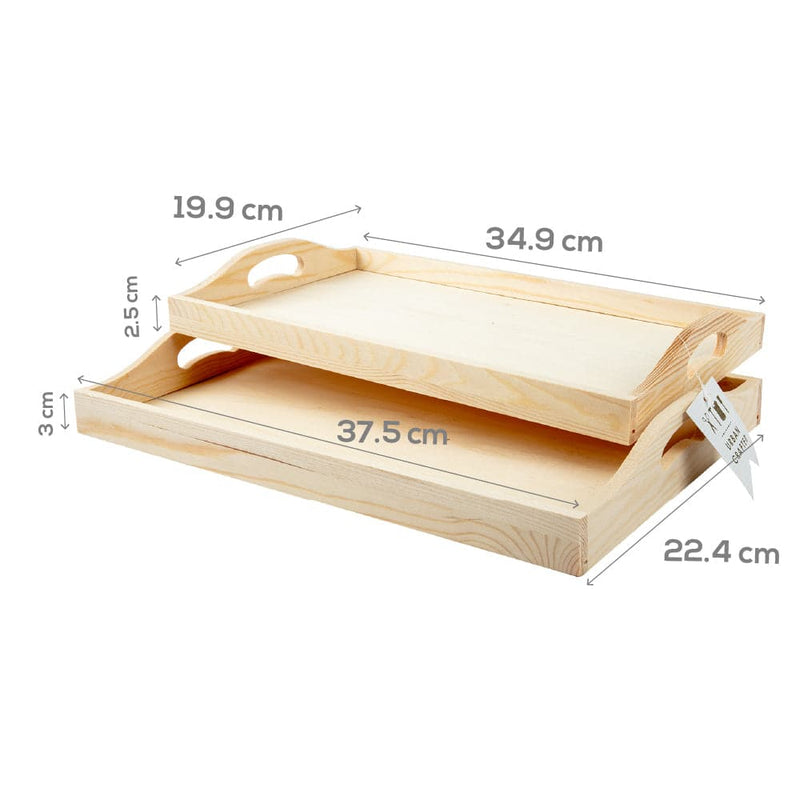 Wheat Wooden Tray Set of 2 Wood Crafts