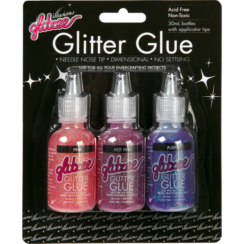 Rosy Brown Illusions Glitzee Glitter Glue Assorted 29.5mL (3 Pieces) Glitter