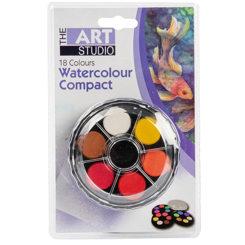 Light Gray The Art Studio 3 Tier Watercolour Compact 18 Assorted Colours Watercolour Paints