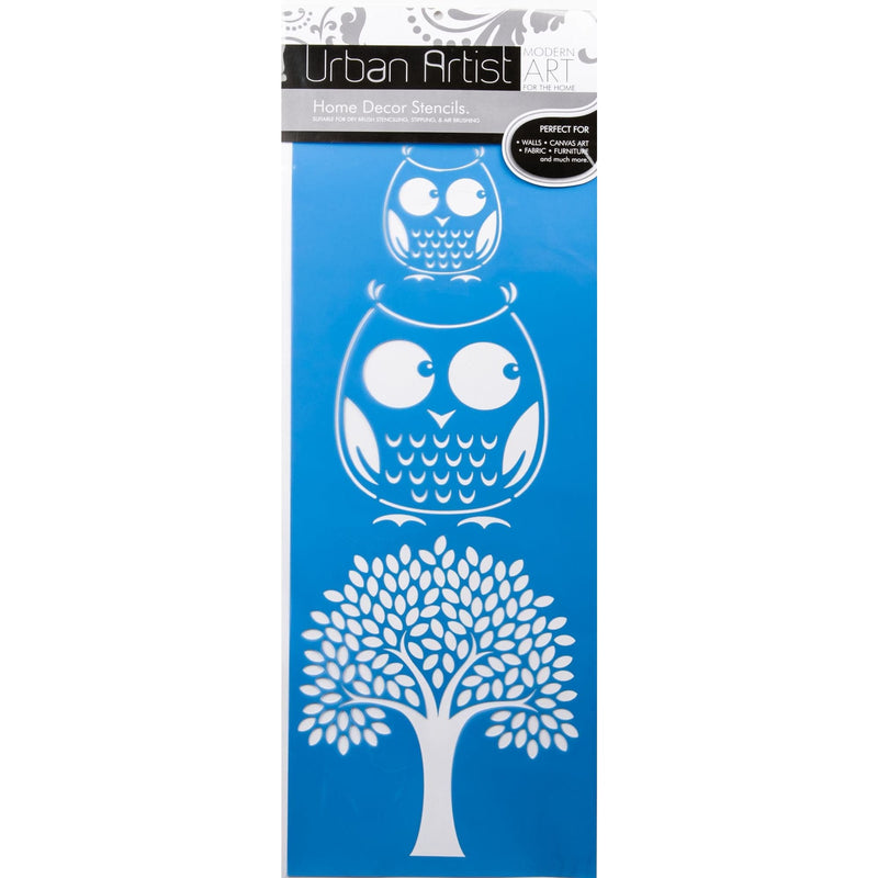 Dodger Blue Urban Artist Home Decor Stencil Tree Owls Stencils And Templates