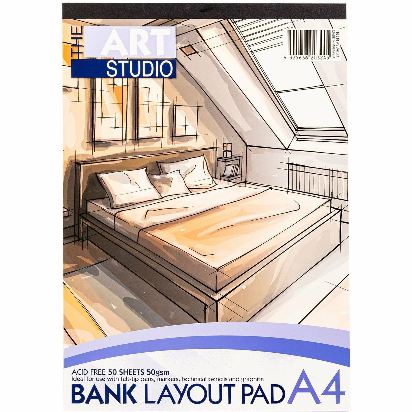 Bisque The Art Studio A4 Bank Layout 50gsm Pad 50 Sheets Bank and Bond Pads