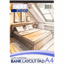 Bisque The Art Studio A4 Bank Layout 50gsm Pad 50 Sheets Bank and Bond Pads