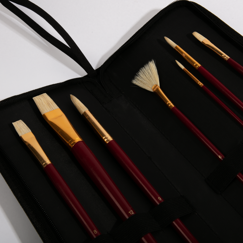 Light Gray The Art Studio Oil & Acrylic Brush Keeper with 7 Bonus Brushes Paint Brushes