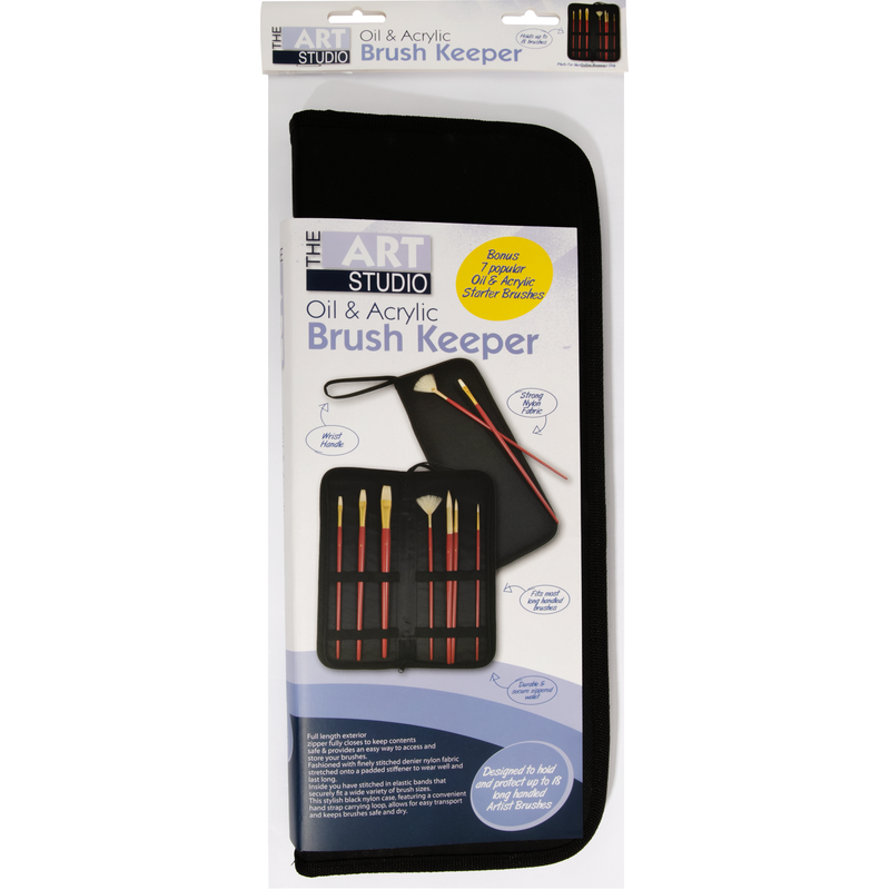 Black The Art Studio Oil & Acrylic Brush Keeper with 7 Bonus Brushes Paint Brushes