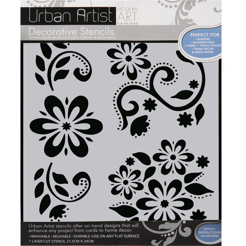 Black Urban Artist Decorative Stencils Floral Emblems Stencils and Templates