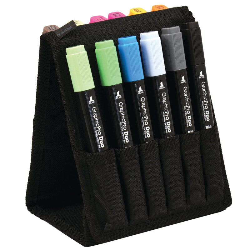 Black The Art Studio GraphicPro Duo 12 Marker Wallet Holder Pens and Markers