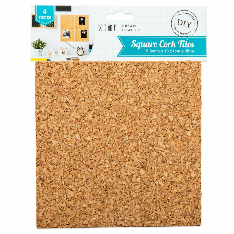 Sandy Brown Urban Crafter Square Cork Tiles 15.24cm x15.24cm x5mm (4 Pieces) Corks