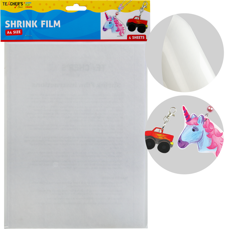 Light Gray Teacher’s Choice A4 Shrink Film 4 Sheets Kids Craft Basics