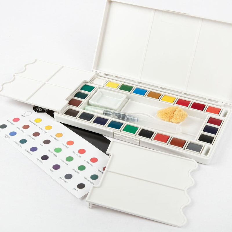 White Smoke The Paper Mill Deluxe Watercolour Pan Set Assorted Colours 29 Pieces Watercolour Paints