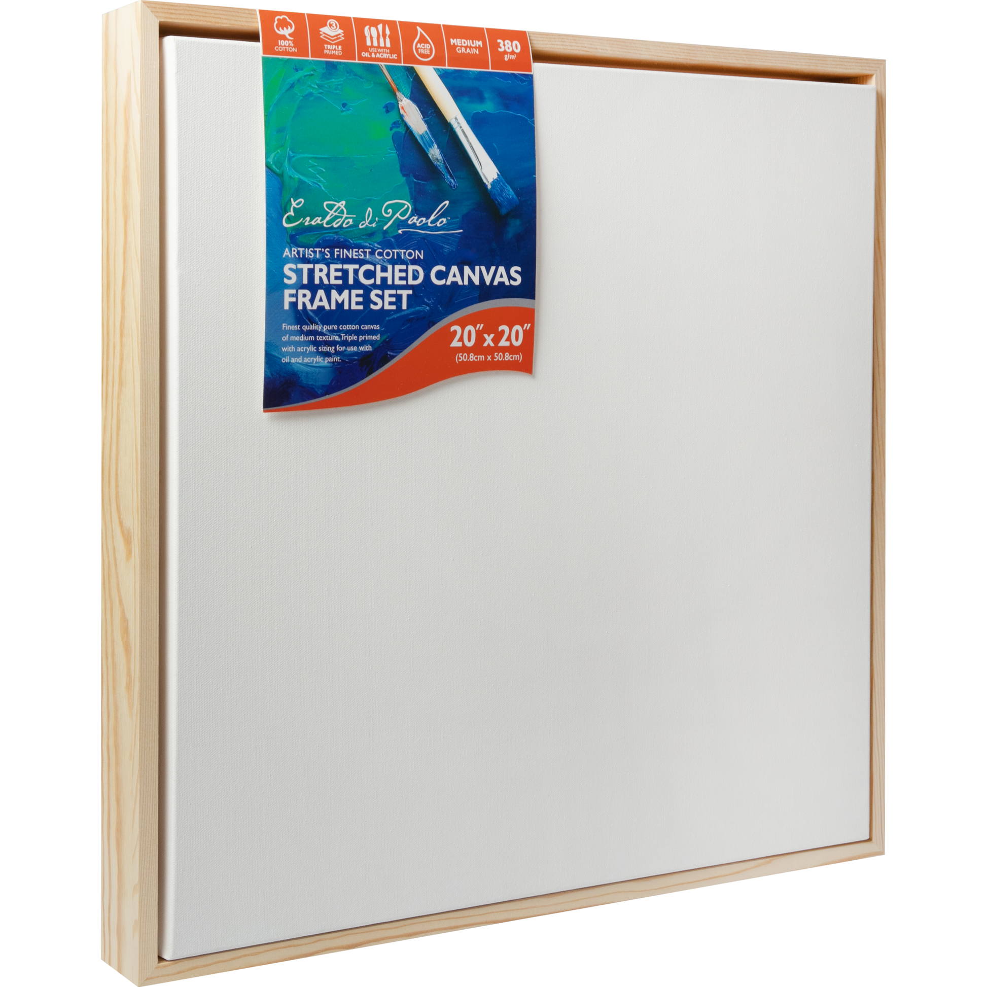 Light Gray Eraldo di Paolo Stretched Canvas with Wood Frame 20 x 20 Inches Gallery Wrapped Stretched Canvas With Wooden Frame