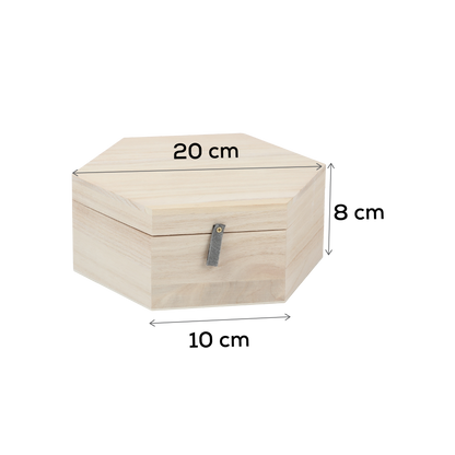 Light Gray Urban Crafter Hexagonal Paulownia Box with Tag 20x17.3x8cm Boxes