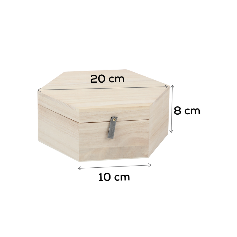 Light Gray Urban Crafter Hexagonal Paulownia Box with Tag 20x17.3x8cm Boxes