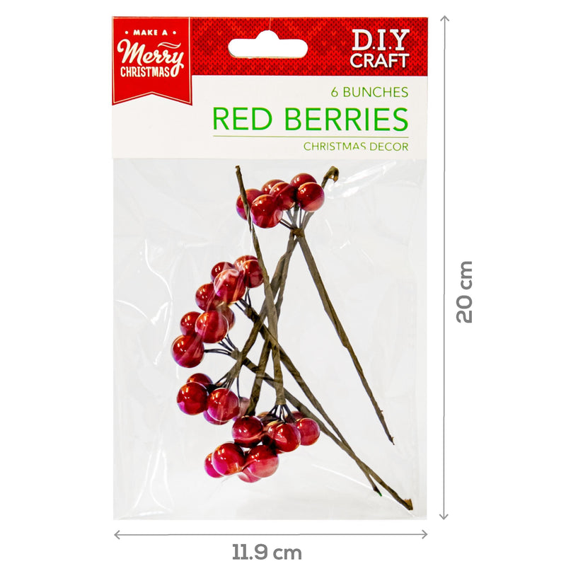 Brown Make A Merry Christmas  Red Berries 6 Bunches Christmas