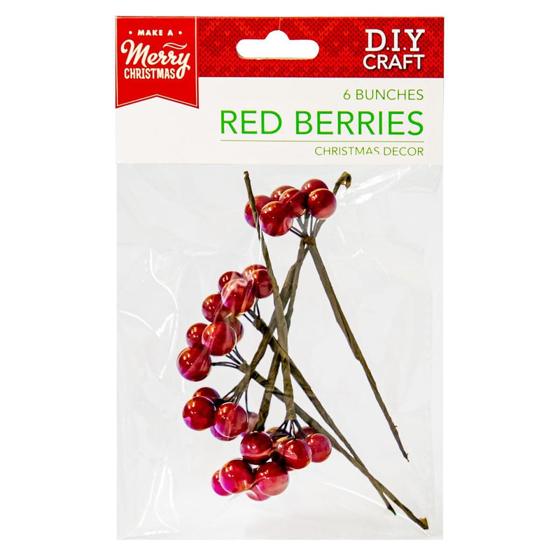 White Smoke Make A Merry Christmas  Red Berries 6 Bunches Christmas