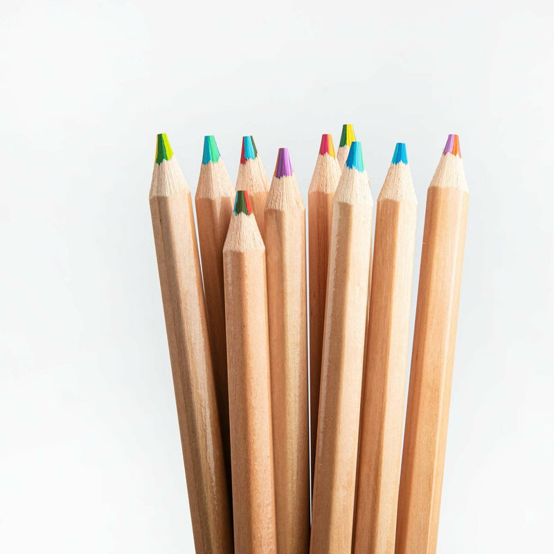 White Smoke Art Star Rainbow Multi Coloured Jumbo Pencils (10 Pack) Kids Pencils