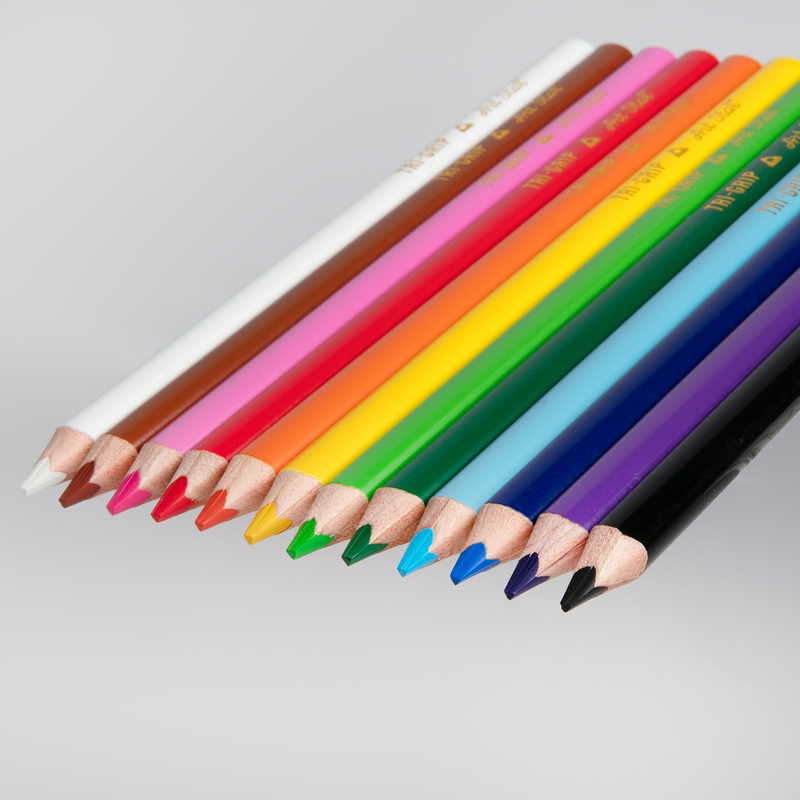 Light Gray Art Star Jumbo Triangular Grip Coloured Pencils (12 Pack) Kids Pencils