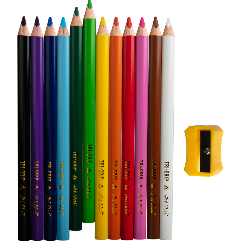 Dark Salmon Art Star Jumbo Triangular Grip Coloured Pencils (12 Pack) Kids Pencils