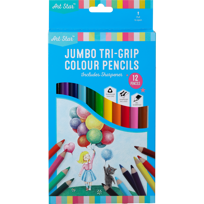Dodger Blue Art Star Jumbo Triangular Grip Coloured Pencils (12 Pack) Kids Pencils