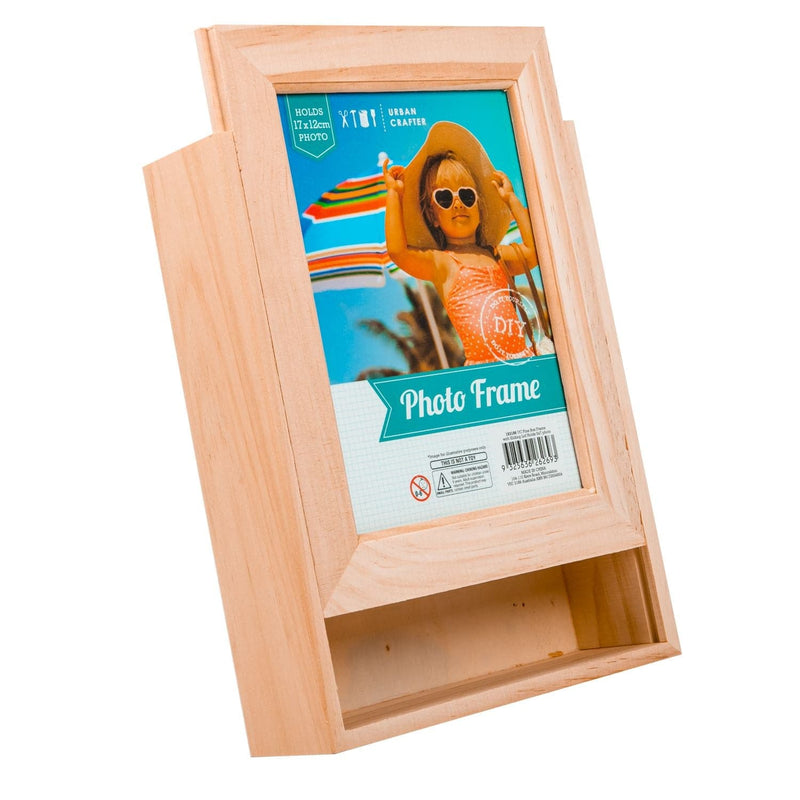 Snow Urban Crafter Pine Box Frame with Sliding Lid Holds 5x7 photo Frames