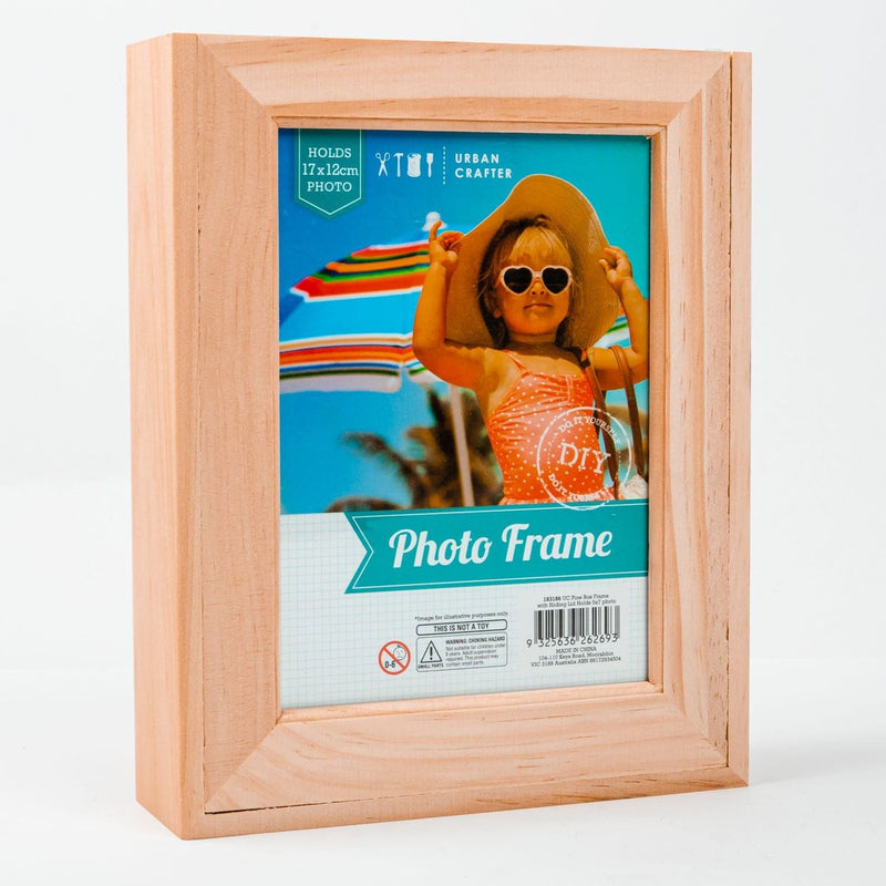 Light Sea Green Urban Crafter Pine Box Frame with Sliding Lid Holds 5x7 photo Frames